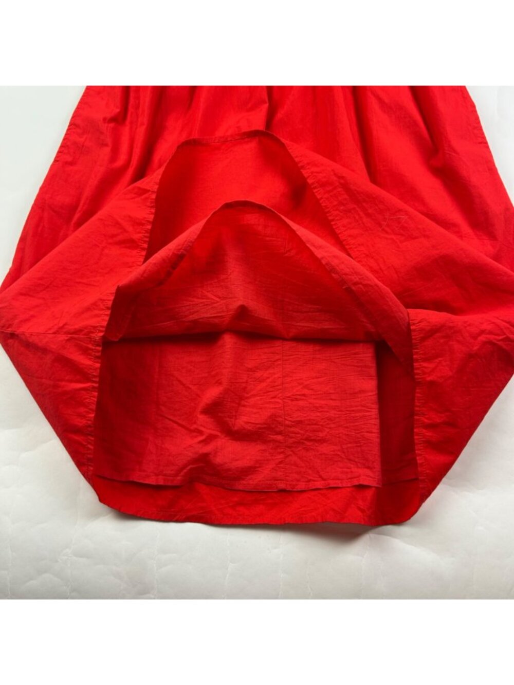 LOFT Red Cotton Smocked Bodice Puff Sleeve Mini Dress M - Picture 8 of 8